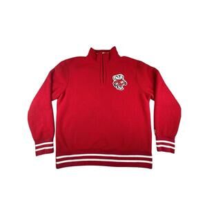 Tailgate Brand 1/4 Zip Wisconsin Badger Fleece Pullover RN98889 Striped Cuff M